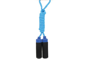 Springtouw speelgoed met Foam handvat - Blauw/Zilver touw  met elastiek- buitenspeelgoed