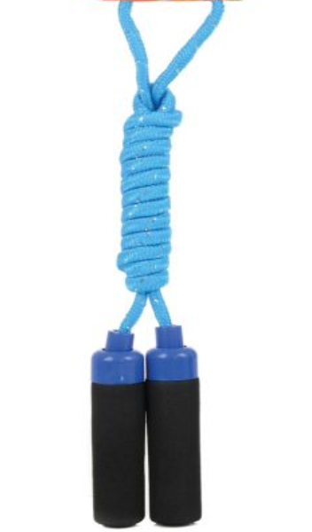Springtouw speelgoed met Foam handvat - Blauw/Zilver touw  met elastiek- buitenspeelgoed
