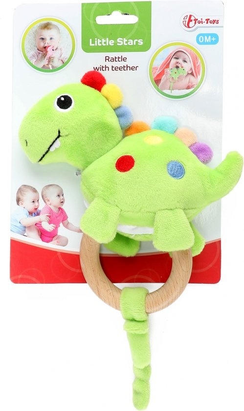 TOIT458381 - Rammelaar/bijtring van hout dino Little stars Toi-