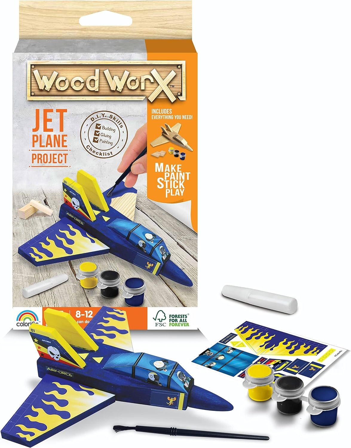 Wood WorX Kit Jet Plane - Modelbouwset incl. verf