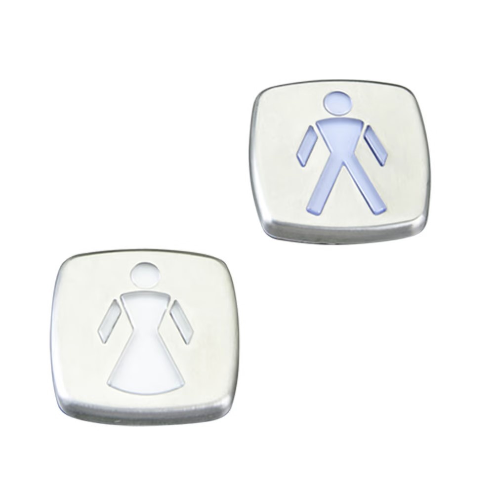 Zelfklevende plaatjes 5x5cm  INOX  Acryl - 1 stuk assorti uitgeleverd man of vrouw