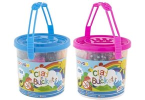 klei bucket met allebei 12 kleuren boetseerklei