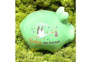 Spaarvarken baby op komst - groen