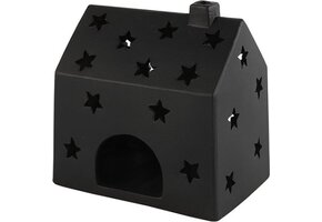 Countryfield Theelichth huis Jule L zwart-L11,5B16,5H16,5cm