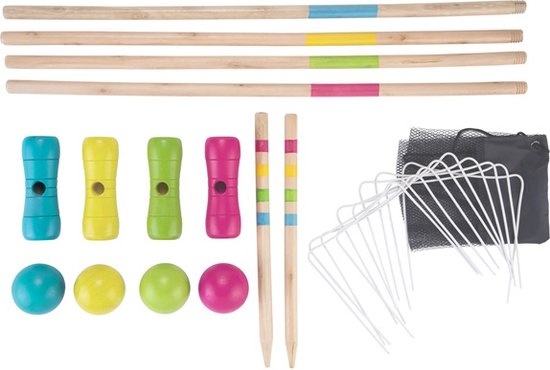 Croquetset, berkenhout, 75 cm in tas voor 4 spelers
