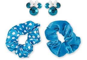 Disney Minnie Mouse Blue 2 Piece Scrunchie & Earring Set