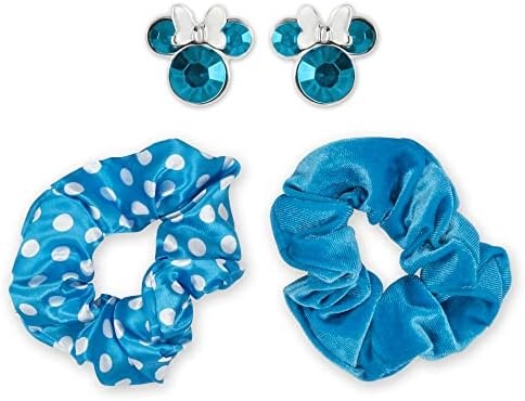 Disney Minnie Mouse Blue 2 Piece Scrunchie & Earring Set