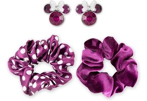 Disney Minnie Mouse Purple 2 Piece Scrunchie & Earring Set