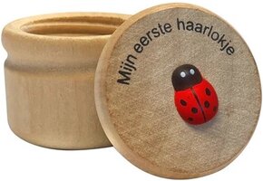 Haarlok Doosje - Mijn Eerste Haarlokje Houten Doosje met Lieveheersbeestje