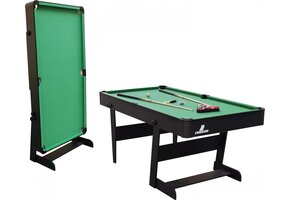 Cougar Hustle XL opklapbare Pooltafel in Zwart - 6ft. Poolbiljart tafel inclusief één set poolballen, triangel, 2 keuen, biljartkrijt en borstel - 183x91x79cm ALLEEN AFHALEN