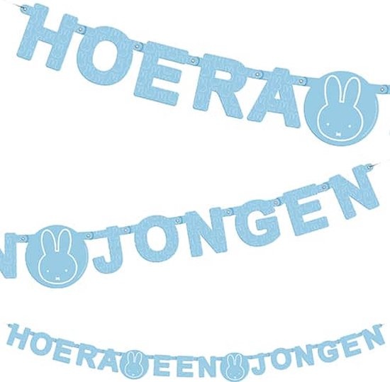 Letterslinger Nijntje blauw hoera een jongen