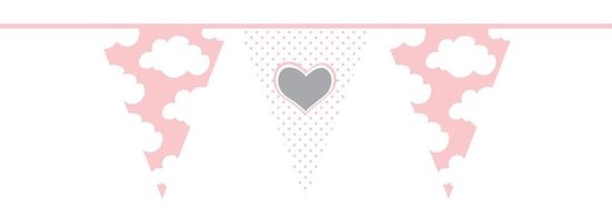 Ootje Kadootje Babygirl Vlaggenlijn Hartjes/Wolkjes Lichtroze 10 meter OK 8034