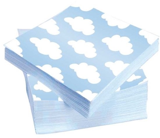 Ootje Kadootje Wolkjes Servetten Lichtblauw 20 stuks OK 0202