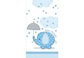Plastic tafelkleed "Olifant" voor Baby Shower - Blauw