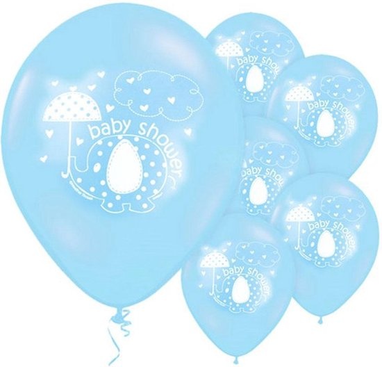 "Olifant" ballonnen voor Baby Shower 8 stuks - Blauw
