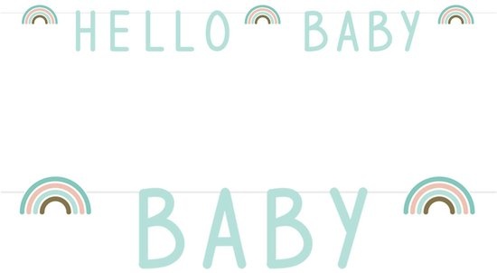 Jep-Party 'Hello Baby' Regenboog Mint 250 cm Letter Slinger 438006