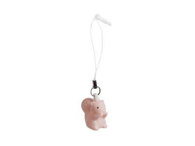 Mini sleutelhanger/ telefoonhanger Eekhoorn licht roze