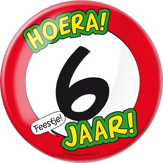 Paperdreams - XL Button - 6 jaar - Doorsnee 10 cm