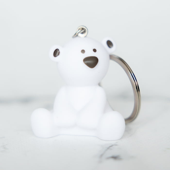 Sleutelhanger Beertje Stippel Wit 4 x 4,5 cm
