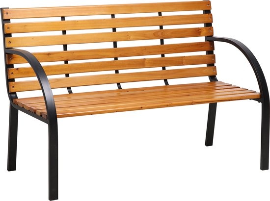 AXI Otis houten Tuinbank met matzwart stalen frame – Cederhout - 122x60x83 cm – Tweepersoonsbank voor buiten showmodel