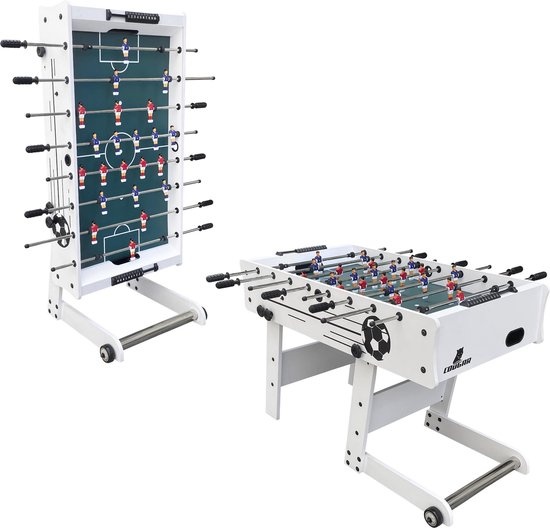 Cougar Scorpion Kick Voetbaltafel Opklapbaar in wit- Tafelvoetbal tafel incl. 2 ballen en scoreteller - Indoor voetbal tafel van 126x61x80cm showmodel