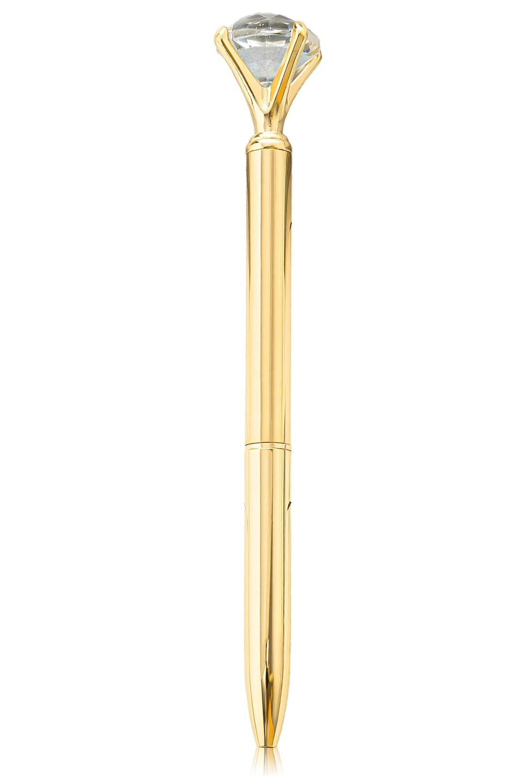 Balpen met grote strass diamant - goud