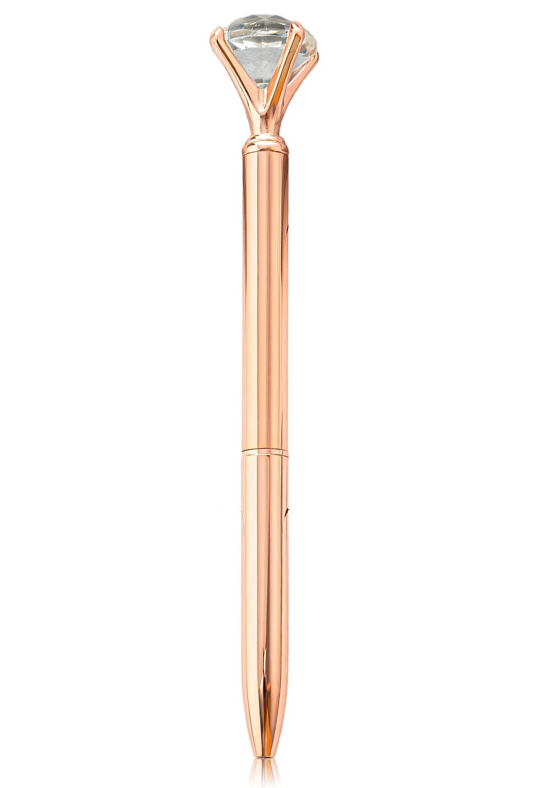 Balpen met grote strass diamant - rosé