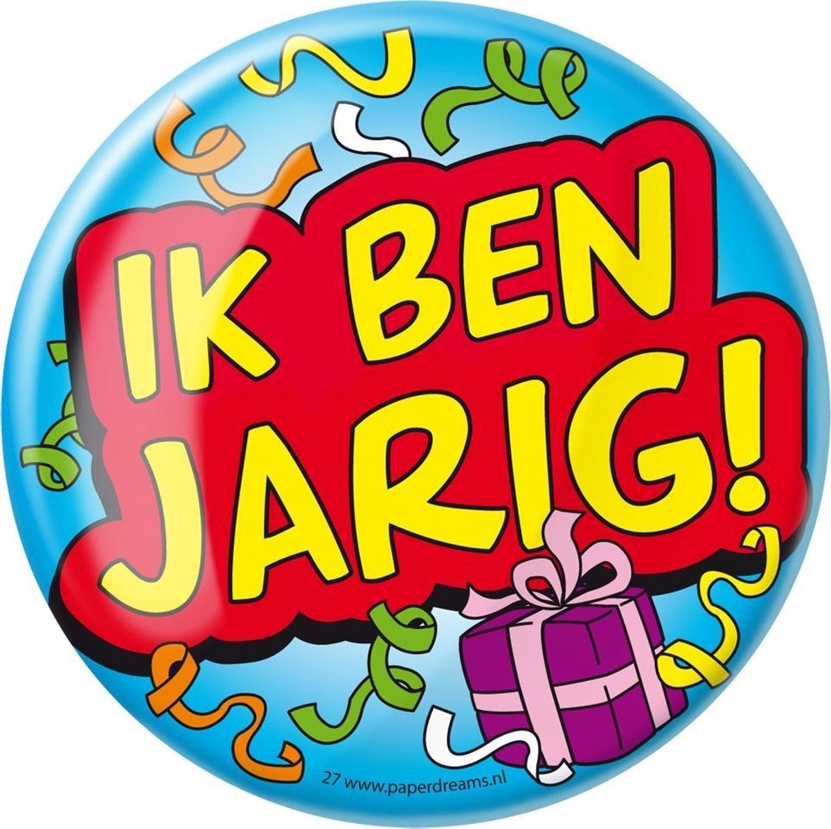 Paper Dreams - XL Button - Ik ben jarig - Doorsnee 10 cm