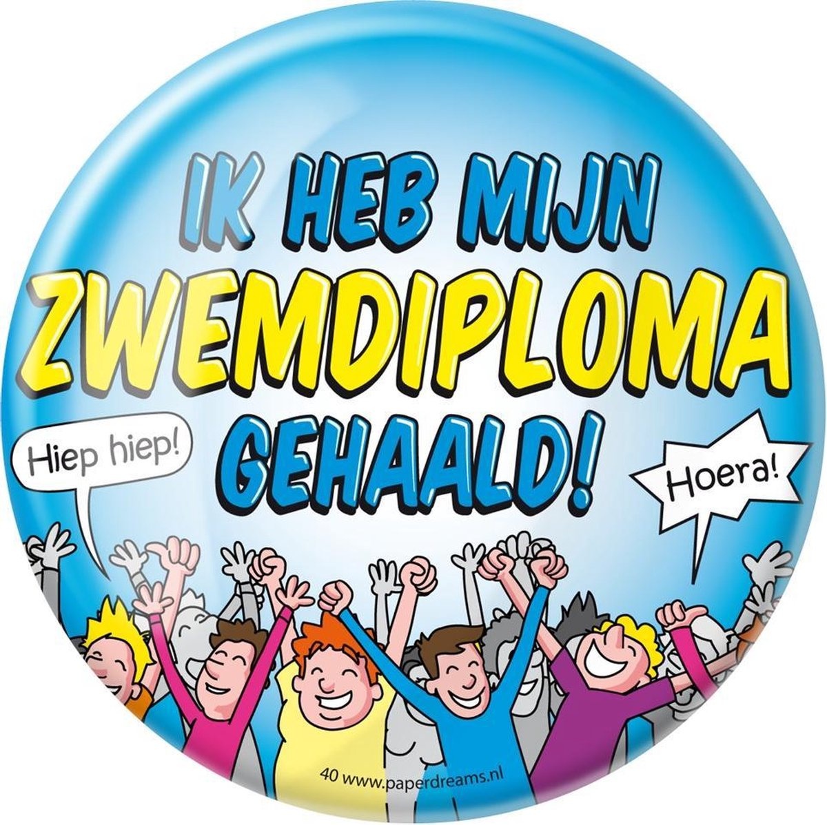 Paper Dreams - XL Button - Zwemdiploma - Doorsnee 10 cm