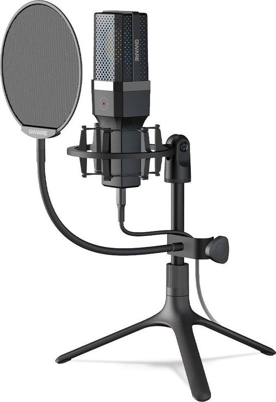 Qware Gaming - Microfoon - Gaming Microfoon - Microphone - Gaming -- Streaming - Tratto - Chat - Gaming Microfoon - Zwart