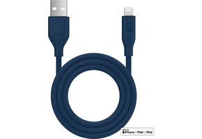 Qware - USB A to lightning - Kabel - Cable - Fast charge - Snel laden - 1 meter - Siliconen - Knoop vrij - Extra flexibel - Blauw