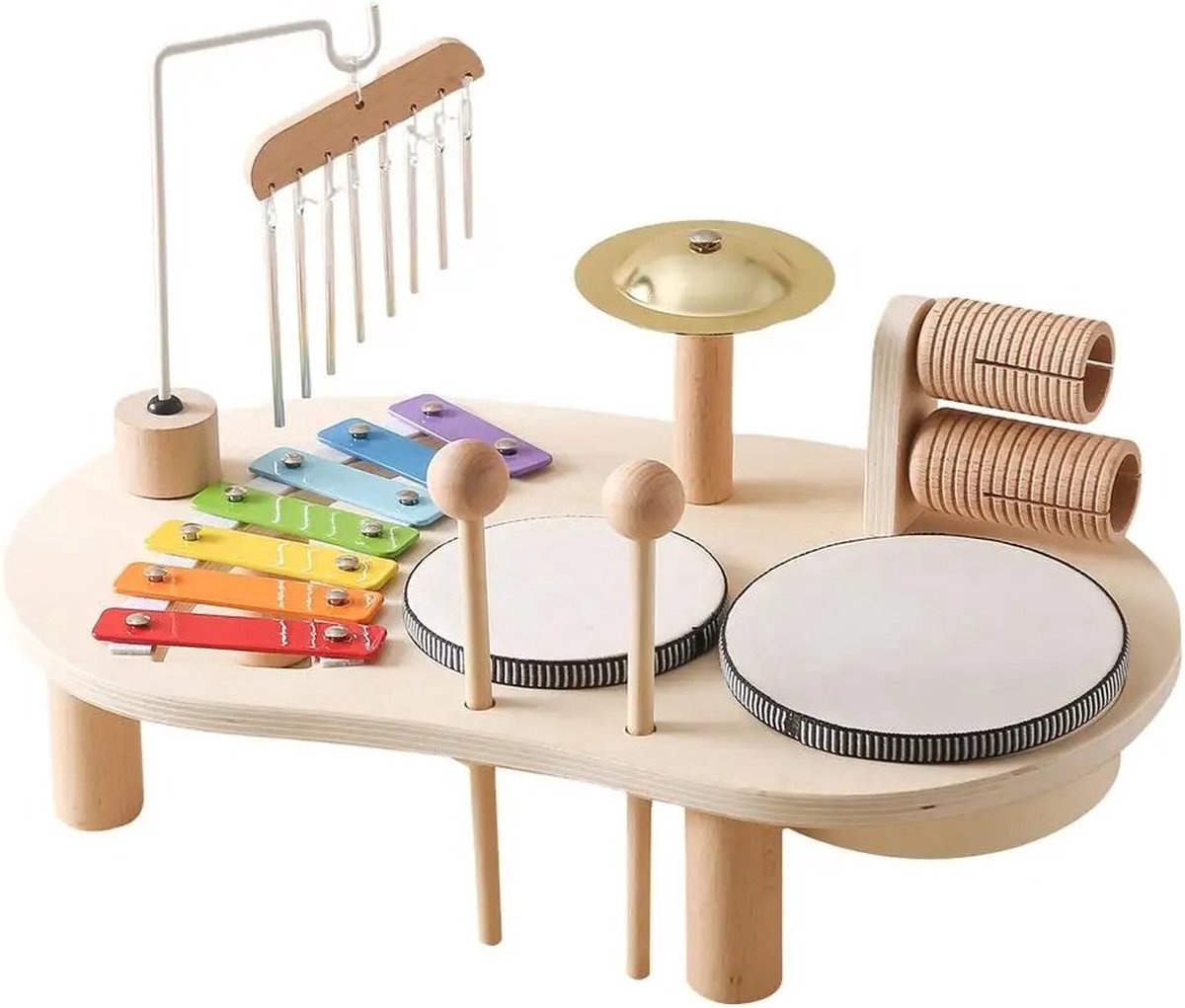 ARDOURLY® Montessori Kinder Drumstel Kit - Educatief Speelgoed - Stimuleert Creativiteit - Duurzaam Hout - Verpakkingsschade