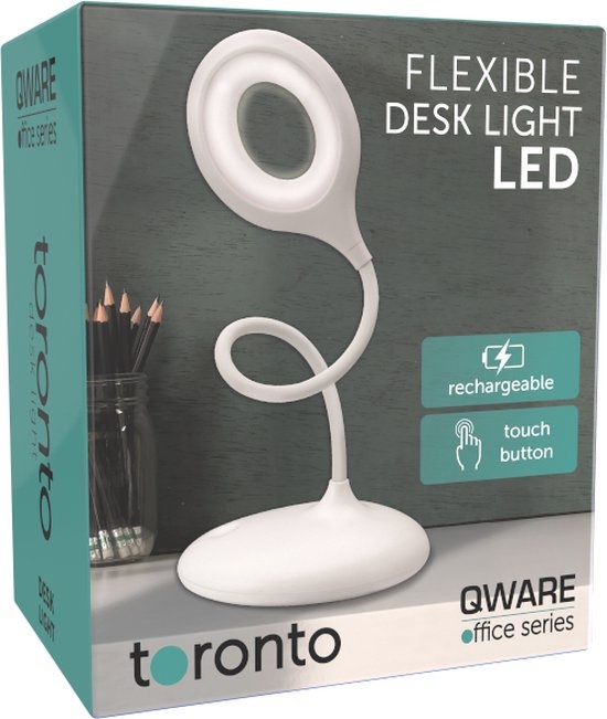 Qware Office - Flexible Desk Light - Led lamp - Toronto 39 cm - Bureaulamp - Wit - Dimbaar