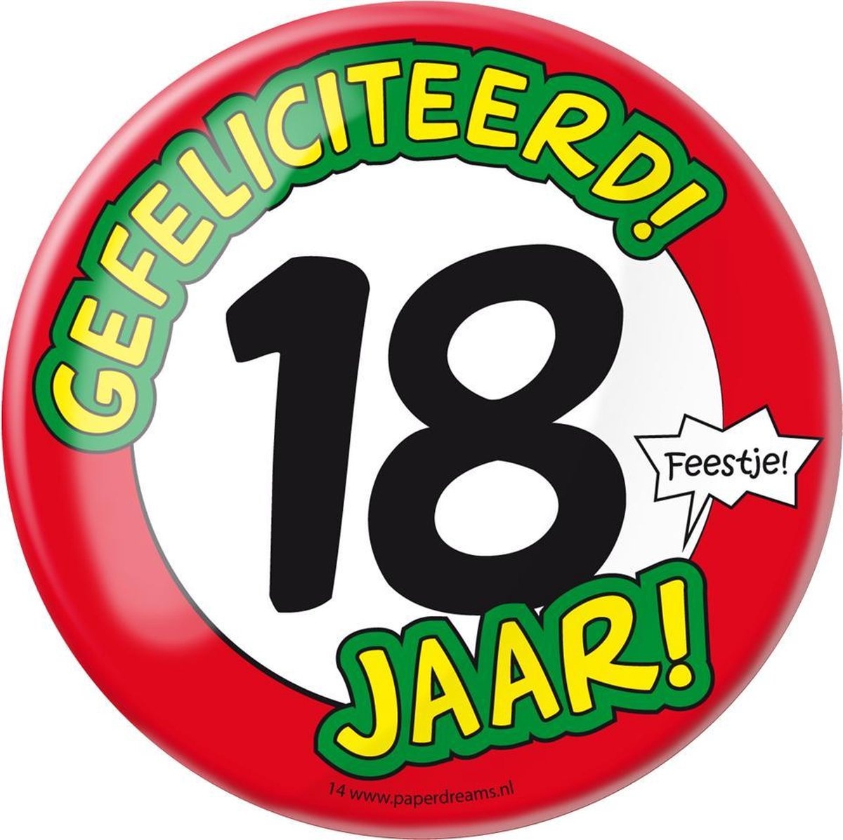Paper Dreams - XL Button - 18 Jaar - Doorsnee 10 cm