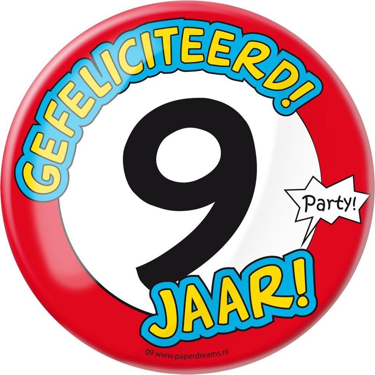 Paper Dreams - XL Button - 9 jaar - Doorsnee 10 cm