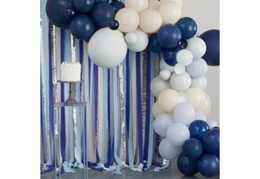 Ballonnenboog Kit & Streamers - Blauw & Zilver