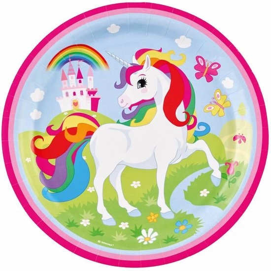Amscan - Unicorn - Borden (8 stuks ECO)
