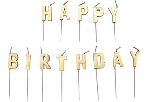 Amscan Verjaardagskaarsjes Happy Birthday 7,5 Cm Goud 13 Stuks