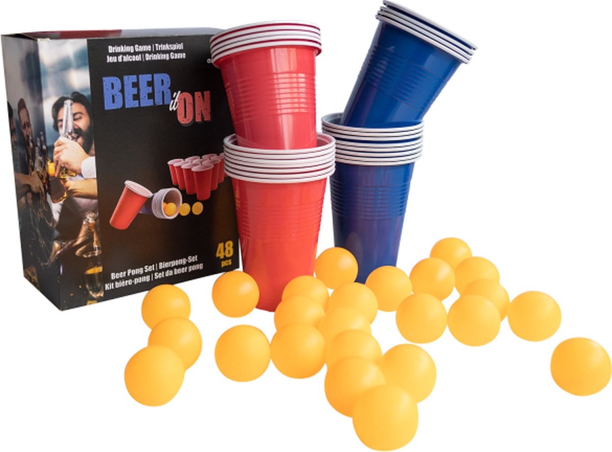 Beer it on - Bier spel small - 24 cups met 24 ballen