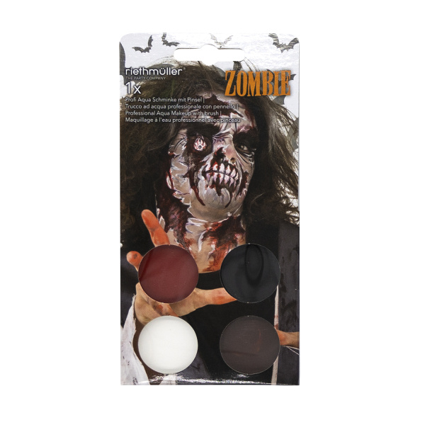 Aqua Kit Zombie (4 x Face Paint 3.5 g / 1 Brush)
