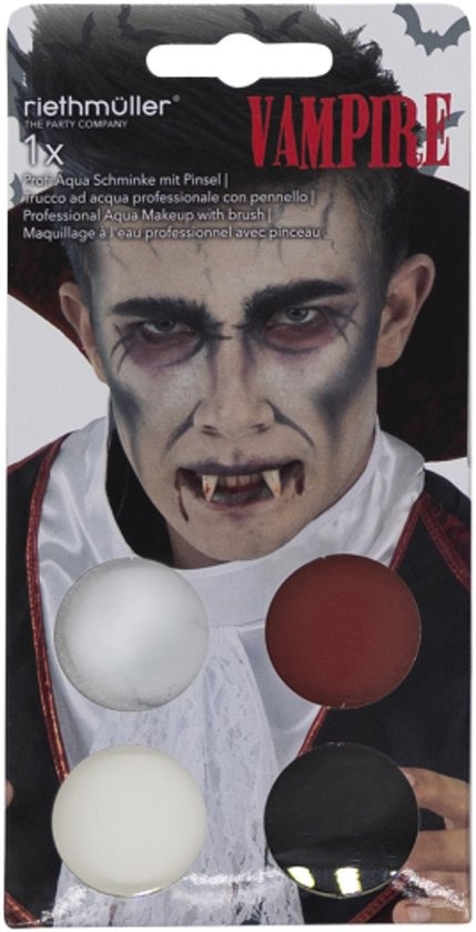 Professioneel aqua schminksetje met kwast Vampier/Dracula