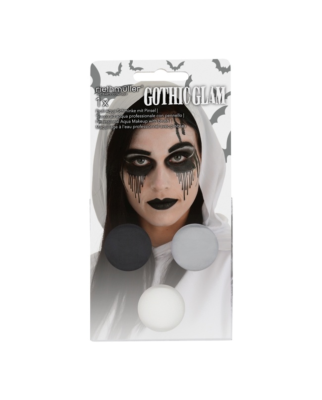 Aqua Gothic Glam Kit (3 x Face Paint 3.5 g / 1 Brush / 2 Sheets