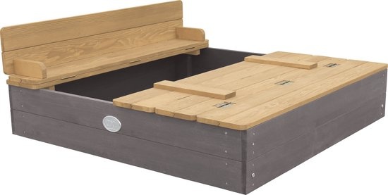 AXI Ella Houten Zandbak in Grijs/Bruin - Limited - Met Zitbankjes en Deksel - FSC hout - 100x95x20cm - Zandbak voor kinderen