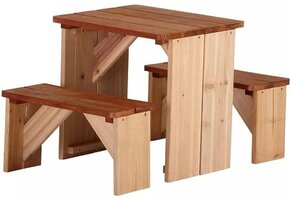 AXI ZidZed Picknick Set in Bruin voor kinderen - Tafel met 2 bankjes - FSC hout