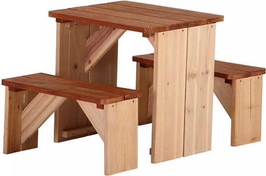 AXI ZidZed Picknick Set in Bruin voor kinderen - Tafel met 2 bankjes - FSC hout