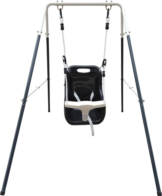 AXI Metalen Baby Schommel met zitje Antraciet/créme - Vrijstaande schommelset voor binnen en buiten