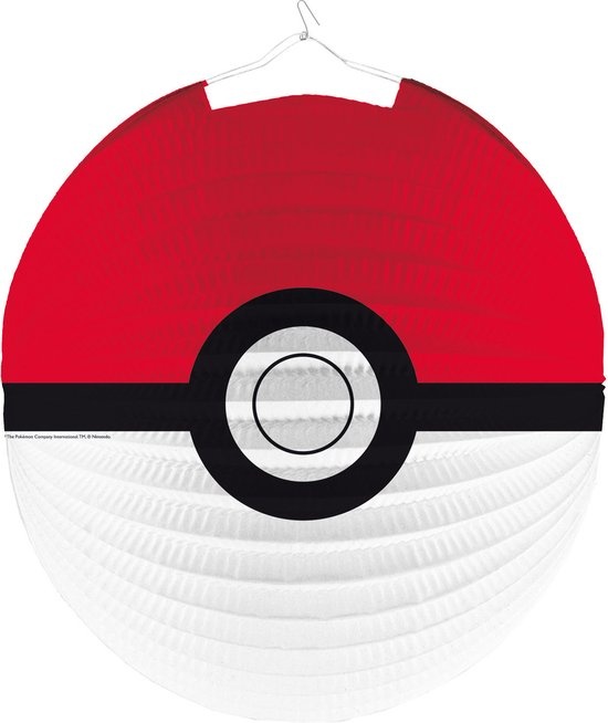 Pokemon thema lampion Poke Ball 25 cm - thema feest lampion/lantaarn voor kinderfeestje/verjaardag