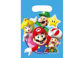 Super Mario verjaardag traktaties feestzakjes/cadeauzakjes/snoepzakjes/uitdeelzakjes - 8x stuks - plastic