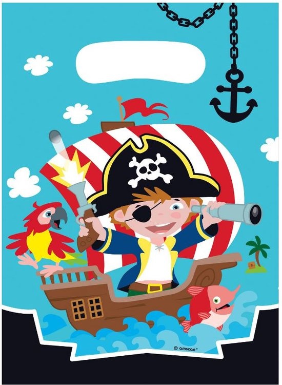 Amscan Uitdeelzakjes Piraten 23,4 X 16,2 Cm 8 Stuks