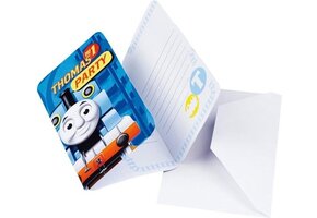 Thomas De Trein Uitnodigingen Met Envelop 15 Cm Blauw 6 Stuks